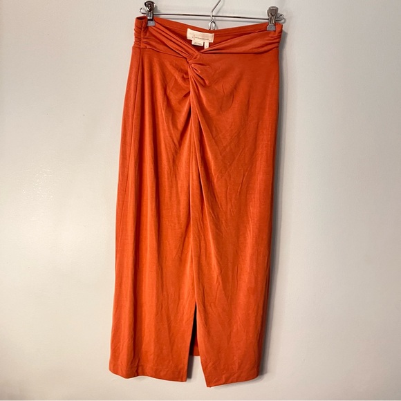 Anthropologie Twist Wrap Maxi Skirt Size Small Coral - Picture 10 of 13